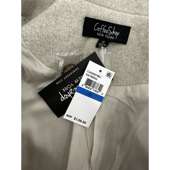 CoffeeShop Trench Coat Single Breasted Sz XL Walker Grey Minimalist Normcore - Picture 7 of 14